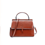 Genuine Leather Shoulder Bag Women's Bag 2021 New Fashion Oil Wax Leather Four Seasons Large Capacity Portable Tote