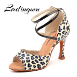 Ladingwu New Brand Dance Shoes Latin Women Leopard
