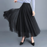 Fashion Solid Saias Mujer Long Maxi Pleated Midi High Waist