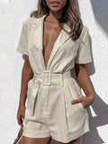 Khaki Buttoned Short Romper