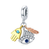 WOSTU Egypt Bastet &  Eyes Note 925 Sterling Silver Charm Bead Pendant Fit Original Bracelet Fine for Women Jewelry FIC1857
