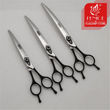 Fenice 7.0 7.5 8.0 Inch Professional Black Grooming Scissors Curved Shear