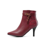 ZawsTia PU Leather Snakeskin Print High Heeled Boots for Women