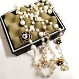 Mimiyagu Long Simulated Pearl Necklace for Women No.5 Double Layer