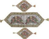 DaDa Bedding 3-Piece Set-Botanical Beige Woven Tapestry Dining Table Runner