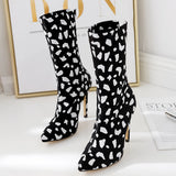 XLL Denim Fabric High Heel Boots for Women