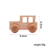 1pc Baby Toys Wooden Car BPA Free Beech Wood Teether Cartoon Organic Wooden Car Montessori Toys for Children Teething Nurse Gift