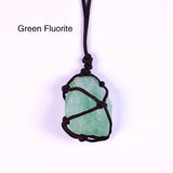 Natural Crystal Quartz Necklace Pocket Pendant with Weave Rope Net