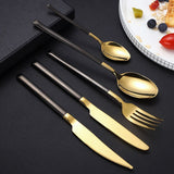 Spklifey Dinnerware Gold Spoon Cutlery Set Fork Spoon Steel Cutlery Set Steak Knife Stainless Steel Cutlery Dinnerware Set