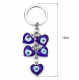 Evil Eye Metal Charm Key Chain15 Different Animal Styles Fashion Blue Pattern Tassel Pendant Key Ring for Men Women Jewelry