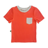 Contrast Pocket Tee - Lil Kid - Red & Light Gray