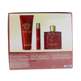 VERSACE - Eros Flame Coffret: Eau De Parfum Spray 100ml/3.4oz + Eau De Parfum Spray 10ml/0.3oz + Shower Gel 150m/5oz