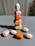 Wooden Rainbow Stacking Balance Stones for Kids Educations