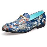 Men's Casual Smart Mixed Colors Shoes Black Embroidered Velvet Rubber Sole Loafers