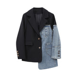 Wholesale Women Blazer Denim Blazer Toxedo Patched Women Blazer Factory Dropship