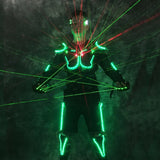 Green Laser Cloth Dancer Dj Stage Show Laser Gloves Costume Led Light Up Costumes Ballroom Dance Luminous Robot Suit Glasses