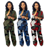 New Winter and Fall Loose Camouflage Long Sleeve Jumpsuit for Women
