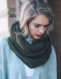 Olive Grid Design Infinity Scarf