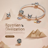WOSTU Egypt Bastet &  Eyes Note 925 Sterling Silver Charm Bead Pendant Fit Original Bracelet Fine for Women Jewelry FIC1857