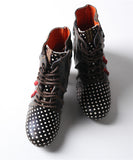 Trendy Fashion Women Motorcycle Chunky Heel Black Leather Boots