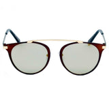FRISCO | A18 - Modern Horn Rimmed Metal Frame Round Sunglasses