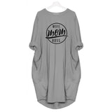 Fashion T-Shirt for Women Pocket WIFE MOM BOSS Letters Print Tshirt Plus Size Tops Graphic Tees Women Off The Shoulder