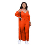 Custom LOGO Drop Ship 2020  Solid Women Fall Clothing 2020 Long Sleeve  Long Pants Women Three Piece Pant Set A5198