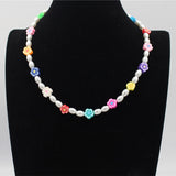 Candy Color Random Resin Fruit Beads Necklace for Women Sweet Girls Soft Clay Choker Pearl Collares Handmade Femme Jewelry