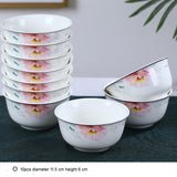 10pcs/Set Chinese Dining Room Ceramic Tableware  4.5*inch Deep Jingdezhen Bone China Porcelain Dinnerware Rice Bowl Ceramic Bowl