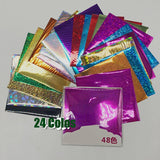 DIY Transfer Stamping 24 Laser Colors  48 Pieces (8 X 8 CM) Iron and Laminator for Hot Foil Paper