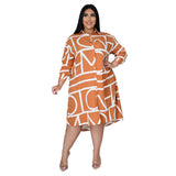 GQ3134 Plus Size Fall Women Clothing Printed Shirt Dress New Plus Sizes Women Clothing Casual Plus Size Women Clothing