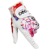 Pack 1 Pair Golf Gloves Women Left and Right Hand Genuine Leather  Lycra  Non-Slip Colorful Fabric Breathable Soft Sports Gloves