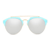 COROLLA | CA15 - Half Frame Mirrored Lens Horned Rim Sunglasses Circle