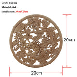 Chinese Dragon and Phoenix Mascot Unpainted Retro Line Wood Decals