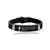 Cross Bible Christian Men Bracelet Adjustable Length Silicone Bangles
