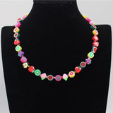 Candy Color Random Resin Fruit Beads Necklace for Women Sweet Girls Soft Clay Choker Pearl Collares Handmade Femme Jewelry