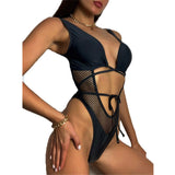 European and American Swimsuit Black Mesh