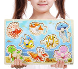 Baby Toys Montessori Wooden Puzzle Cartoon Vehicle Marine Animal Puzzle 12 Styles Board Set Educational Wooden Toy Child Gifts