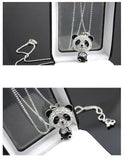 Classical Women's Rhinestone Moving Head Panda Pendant Sweater Chain Necklace for Women Charm Necklace Jewelry