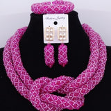 Chunky Women Royal Blue African Beads Bridal Jewelry Sets for Wedding Nigerian Beads Necklace Earrings Bracelet Set of Jewelry