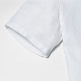 Summer Short sleeved Shirts Men 100% Linen White Solid Color Slim Fit Plus Size Collarless Tops