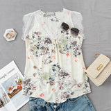 Glamaker Patchwork lace v neck tank top Women