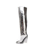 MStacchi Women Winter Transparent Over the Knee Boots Woman Pointed Toe 12CM Crystal High Heel Pump Fashion Silver Ladies Boots