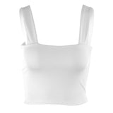 Polyester Summer Shirt Workout Crop Top Women's Black Tank Tops