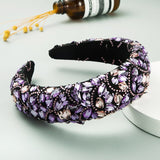 Baroque Hand Made Pearl Beading Gemstone Headband for Women