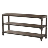 Gorden Console Table Decor in Weathered Oak Antique Silver With 2 Shelf Rack for Living Room Hallway Entryway TV Stand[US-Stock]