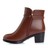 GKTINOO  Soft Leather Women's Zipper Ankle High Heels Boots