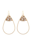 Hde3070 - Open Teardrop With Rondelle Beads Earrings