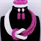 Chunky Women Royal Blue African Beads Bridal Jewelry Sets for Wedding Nigerian Beads Necklace Earrings Bracelet Set of Jewelry