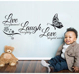 Live Laugh Love Butterfly Flower Wall Art Sticker for Home Decor